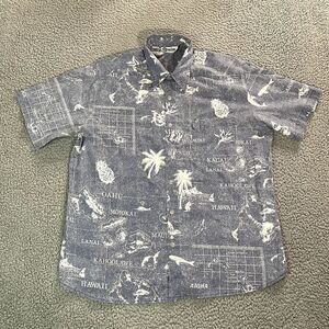 Vintage Ten 2 One Hawaiian Button Up Shirt Men's Short Sleeve Palm 90s Large
